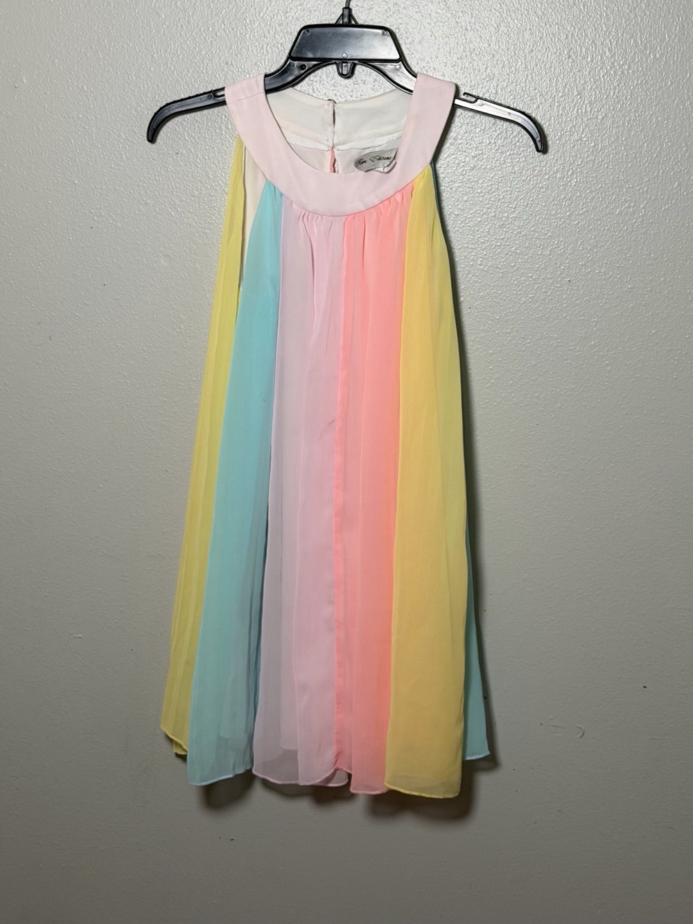 Rare Edition Girl Pastel Rainbow Halter Kids Dress Easter Sheer size 12